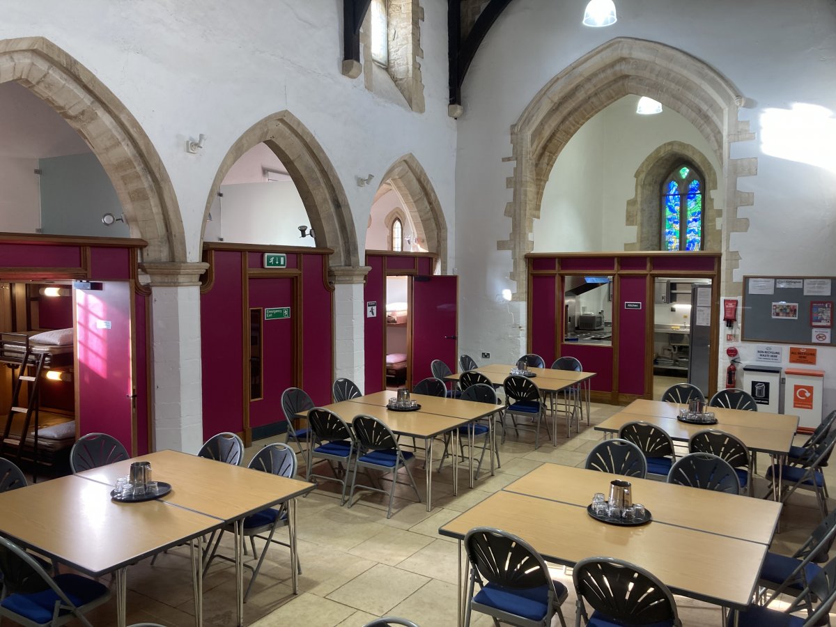 Main Hall ready for big group dinner